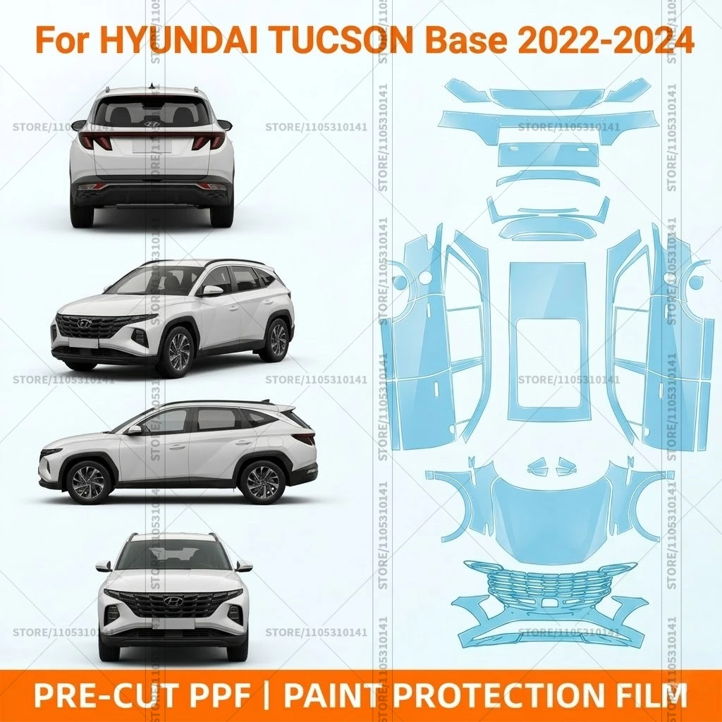Pre-Cut Paint Protection Film PPF Transparent Bumper Protector Automotive Clear Bra Car Film For Hyundai Tucson Base 2022-2024