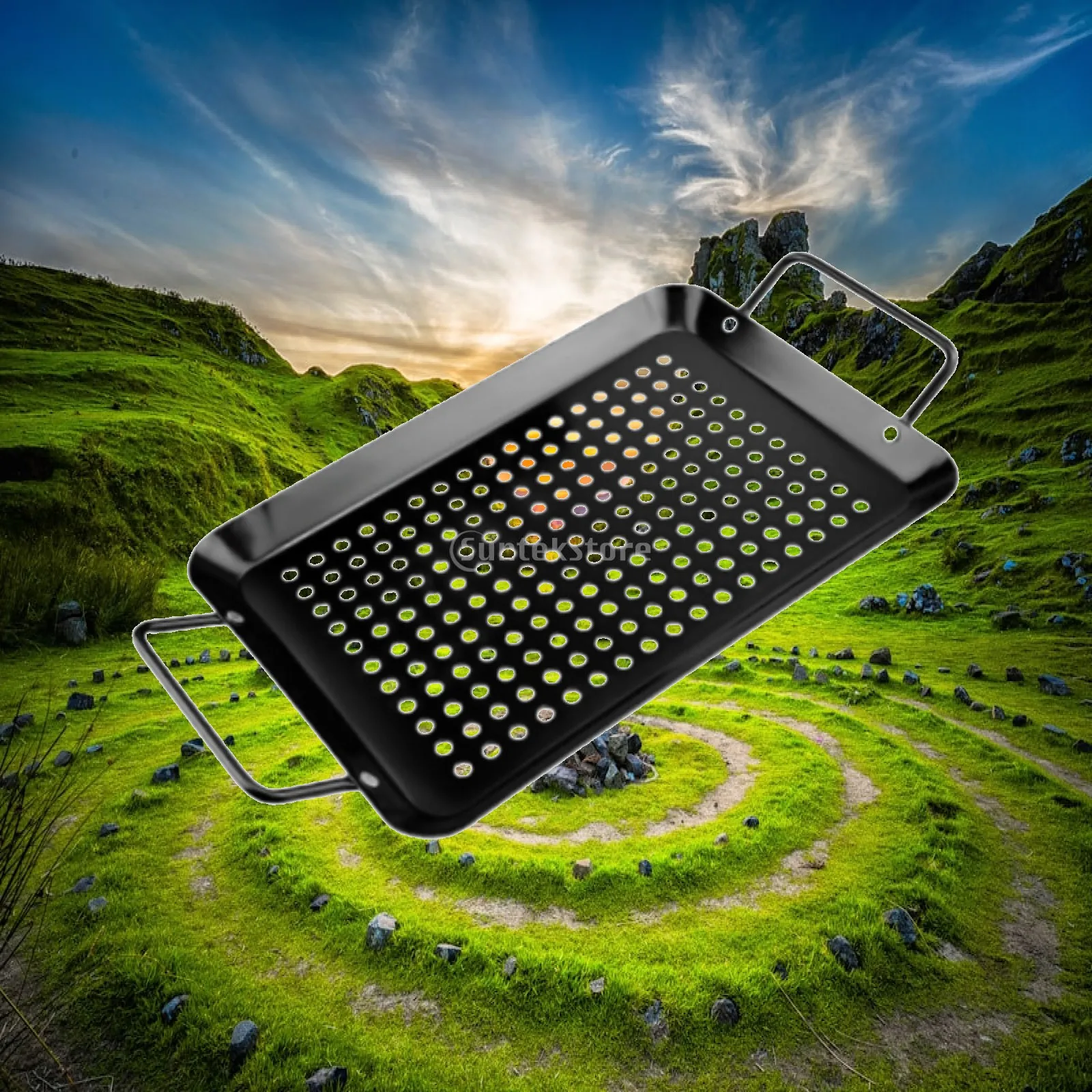

Barbecue Grilling Plate Bakeware with Holes Portable Grill Basket Grilling Tray