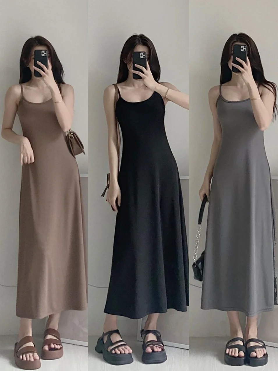 Slimming Wraparound Long Dress Sexy Spicy Girl Outerwear Summer Spring High Waist A-Line Dress Sleeveless round Neck Casual