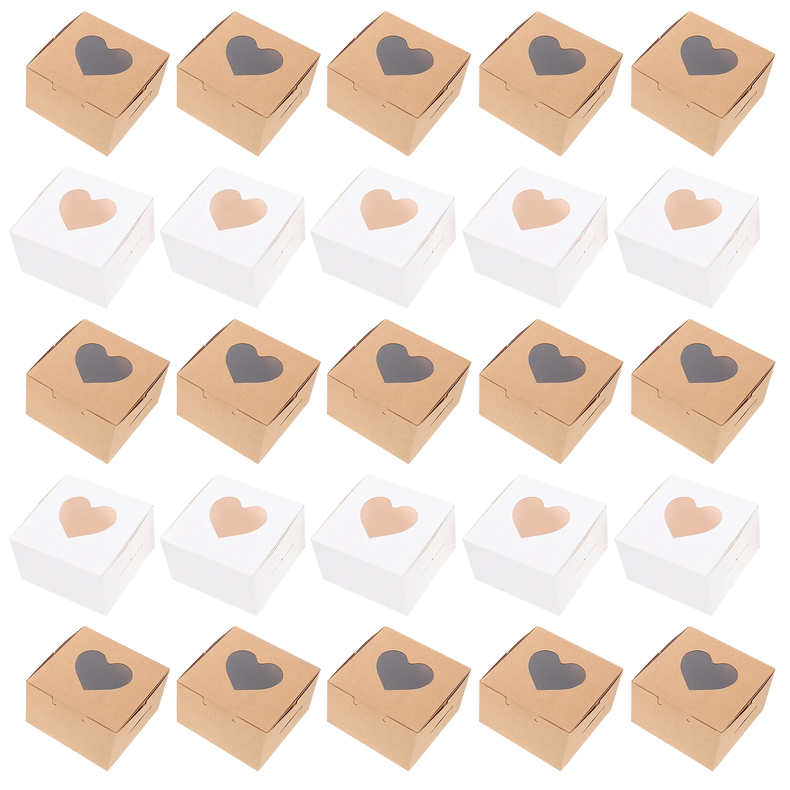 

40pcs Egg Yolk Cake Boxes Bakery Packaging Dessert Wrapping Pastry Boxes Thick Paper Safe Transparent Lid Portable Takeaway