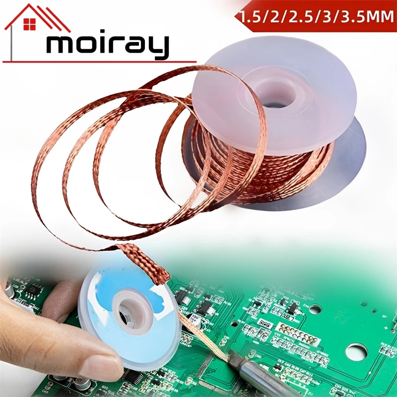 1.5/2/2.5/3/3.5 مللي متر ديسولديرينغ جديلة لحام مزيل الفتيل سلك لحام القصدير مصاصة كابل الرصاص الحبل الجريان أدوات إصلاح لحام النحاس #6