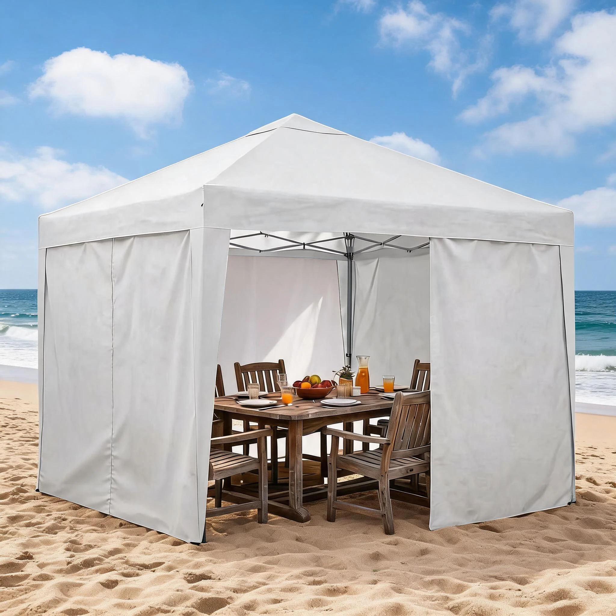 3x3m Pop-Up-Faltzelt, sofort aufbaubar für eine Person, robustes kommerzielles Zelt mit 4 Seitenwänden und wasserdichtem Dach, höhenverstellbar für Strand, Märkte, Outdoor-Veranstaltungen