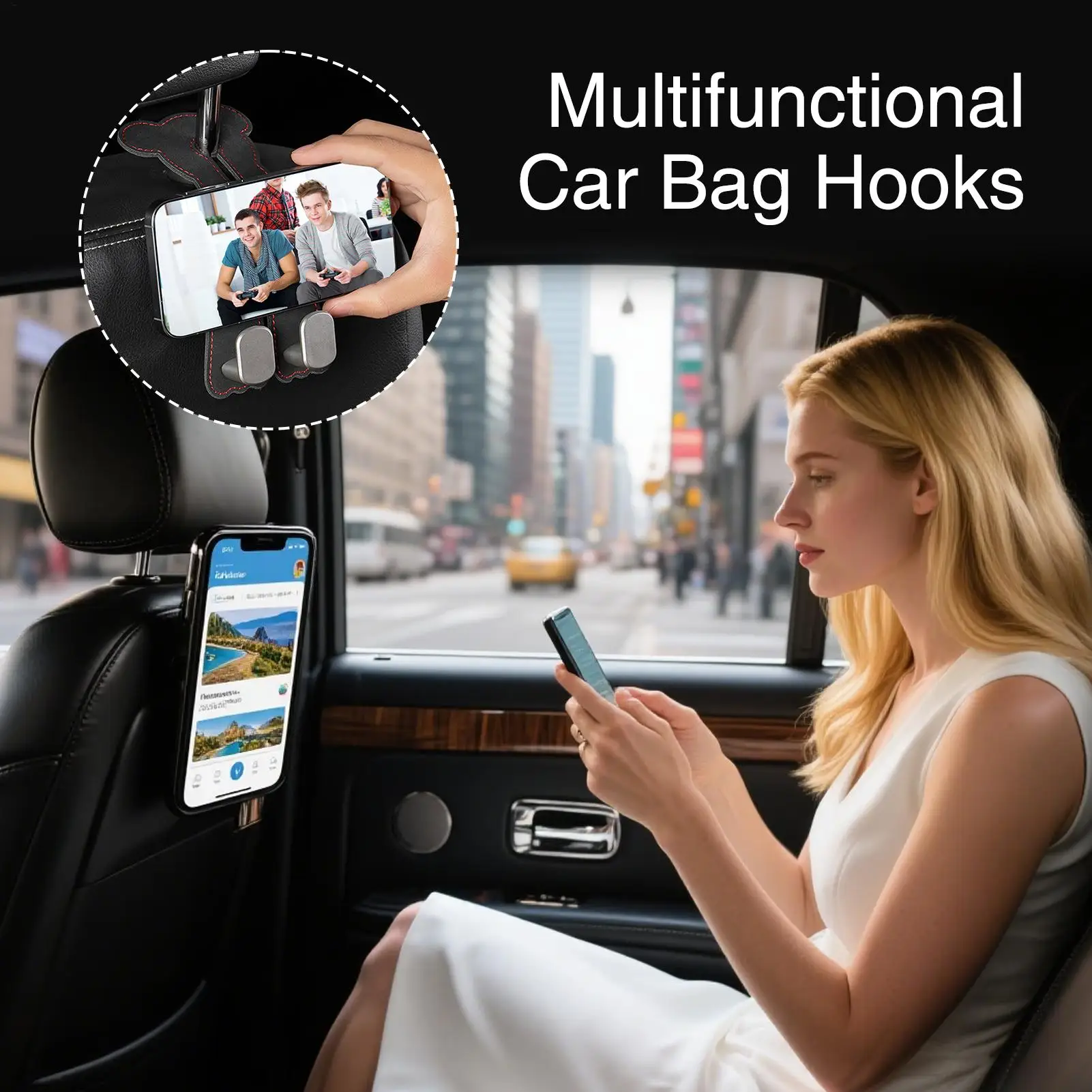 

Car Headrest Hook Multifunctional Car Organizer Auto Internal Supplies For Picnic Camping Offices Work Summer Adventure Driving