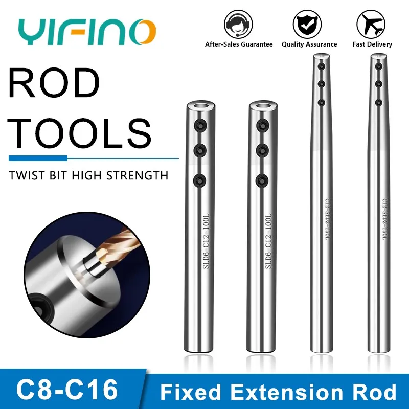 YIFINO Side Fixed Extension Rod Milling Cutter Extension Rod Small Diameter Straight Shank Connecting Rod Tools C8-C16