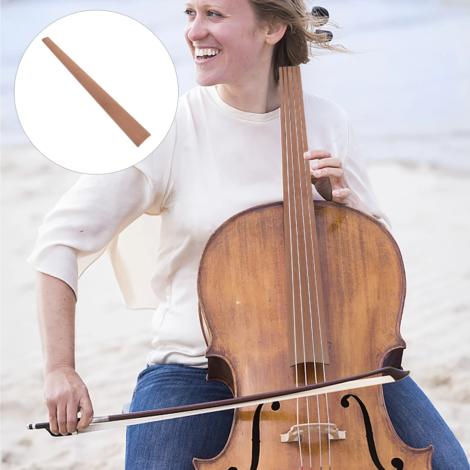 

Redwood Fingerboard For 4/4 Cello Replacement Smooth Edges Diy Repair Cello Accessory Wooden Fretboard Part