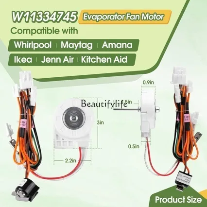 W11334745 W10276647 Refrigerator evaporator fan motor Refrigerator fan DC12V