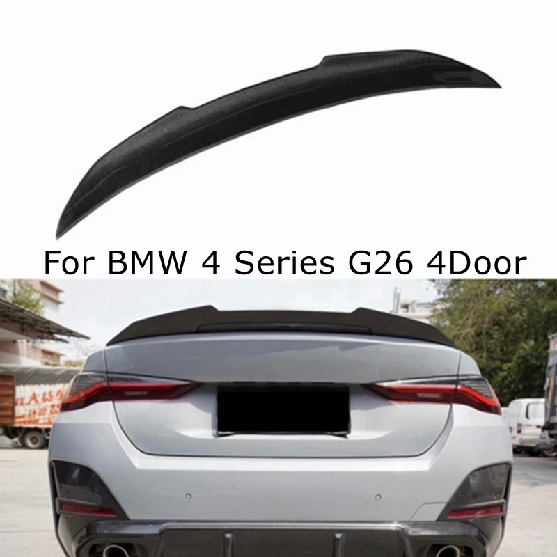 

For BMW 4 Series G26 4 doors PSM Style 2021-2024 Car Boot Lid Lip Rear Trunk Spoiler Wings Real Carbon Fiber / Forged carbon
