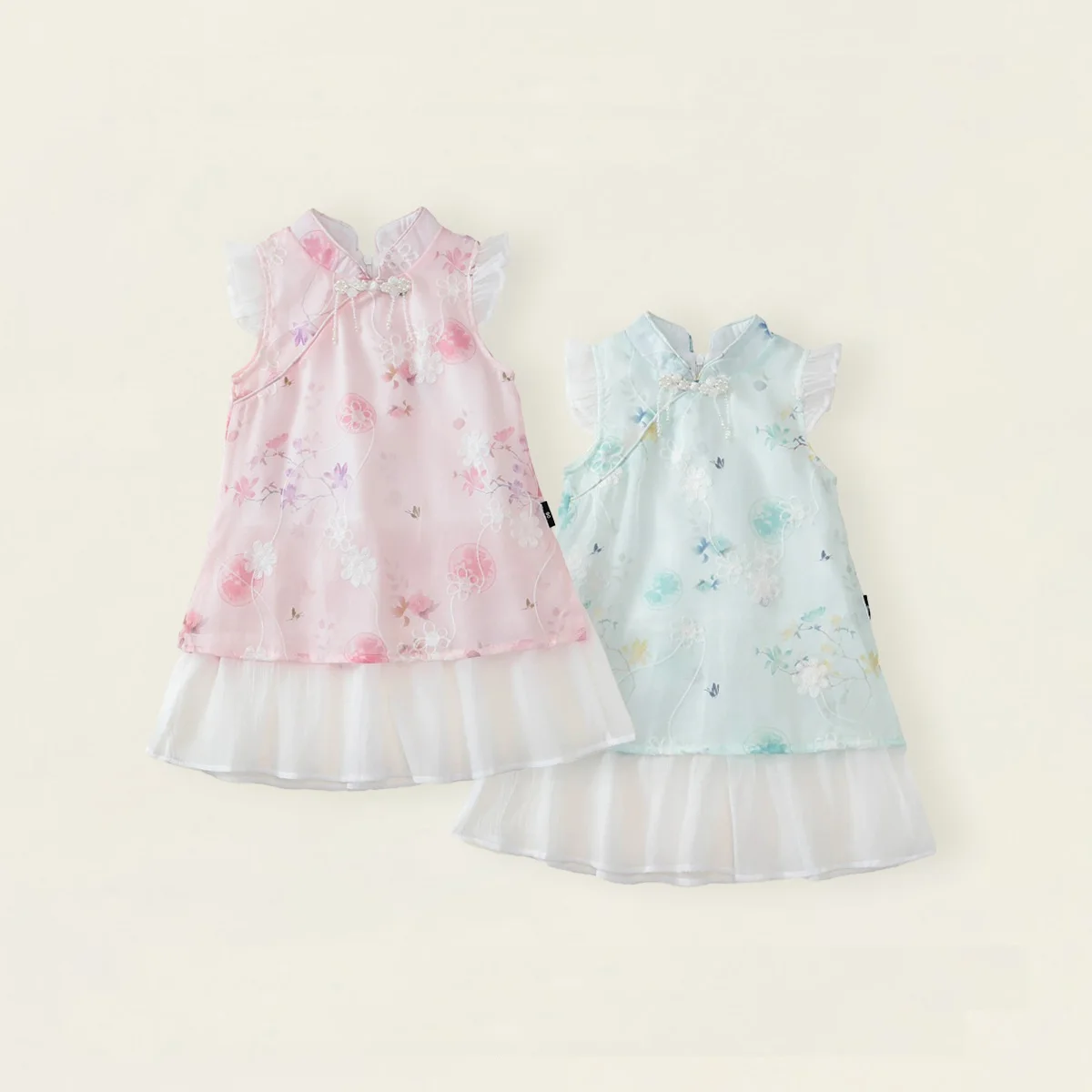 New delivery Clothes Girls 2-7old summer girl lace dress cheongsam princess 90-140 children kids clothes baby fashion students