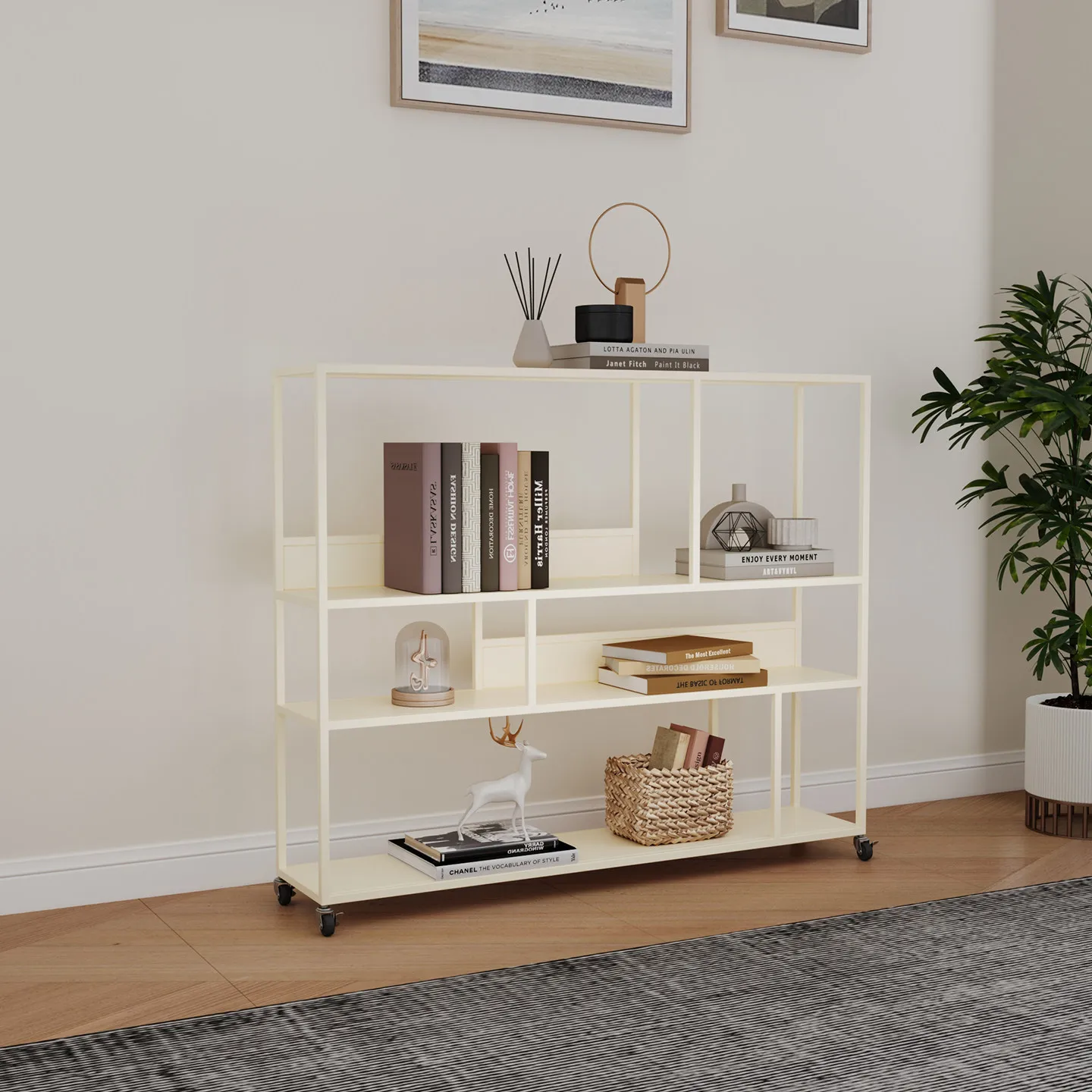 LMM household with wheel rack balcony living room movable storage ornament storage rack 3