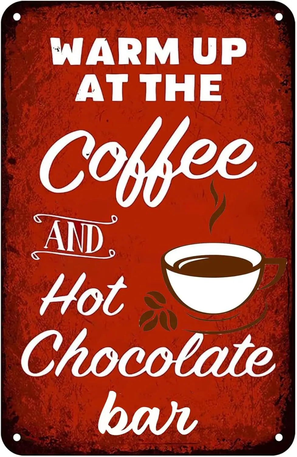 ETTIBETRENDY Christmas Tin Sign-Warm Up At The Coffee And Hot Chocolate Bar Retro Christmas Metal Plaque Signs For Home Kitchen