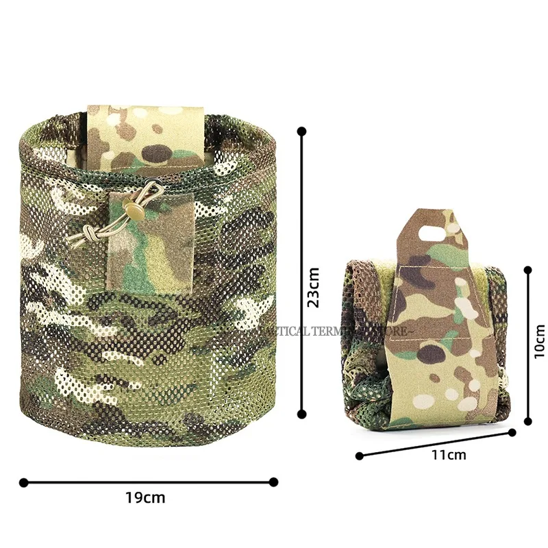 Tactical Folding Dump Pouch Drawstring Magazine Utility Pouch Mesh Waist Bag Roll Up Foldable Recovery Tool Pack EDC Storage Bag