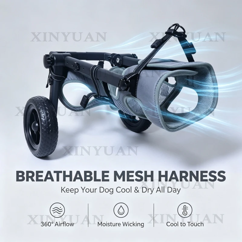 Dog Wheelchair for Back Legs, 2-Wheel Adjustable Mobility Aid for Dogs, Reinforced Lightweight Aluminum Frame