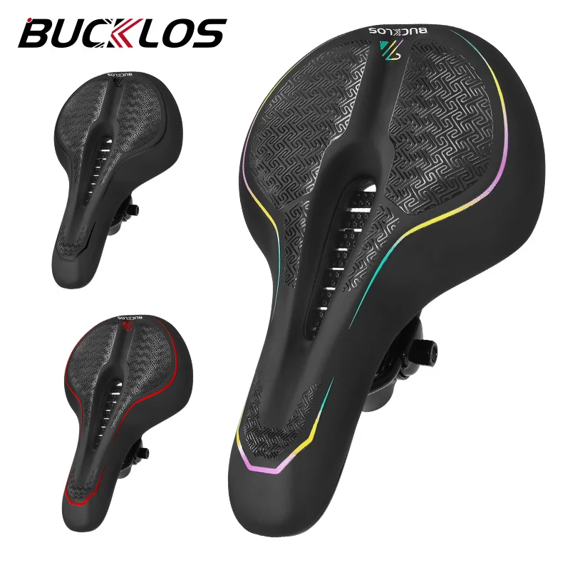 

BUCKLOS Bike Saddle Shockproof Cushion Cycling Seat PU Leather Bicycle Saddle Ergonomic Thicken Saddle Comfortable Seat Pad