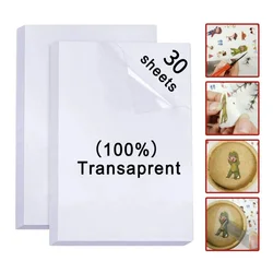 30 sheets 100% Transparent Vinyl Sticker Paper A4 Waterproof Label Sticker for Inkjet Printer Matte white Glossy Adhesive Paper