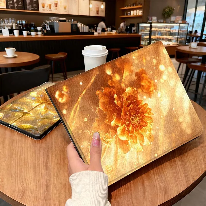 

Golden Flower Pattern For Honor Tab Tablet MagicPad 3 6 7 X8 V7 V8 8 9 X9 X8a X9a 10 Pro Inch 2020 2021 Tablet Case