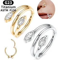 New G23 Titanium The Horse Eye Zircon Conch Nose Ring Design Hinge Segment Clicker Helix Earrings for Women Piercing Jewelry