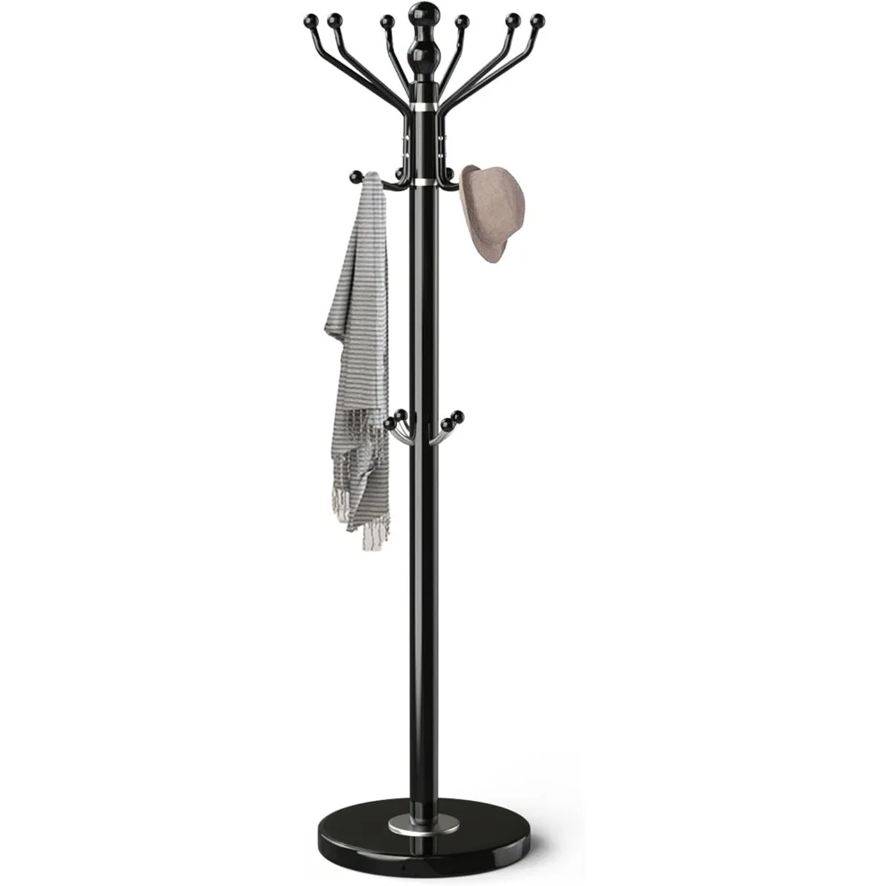 

Coat Rack with Natural Marble Base, Metal Freestanding Coat Rack with 16 Hooks, Sturdy Coat Rack Stand for Hanging Scarf, Bag