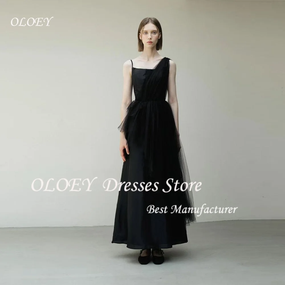 

OLOEY Black 웨딩드레스 A Line Prom Dress Korea Wedding Photoshoot Square Collar Floor Length Party Gown Corset Back Customized