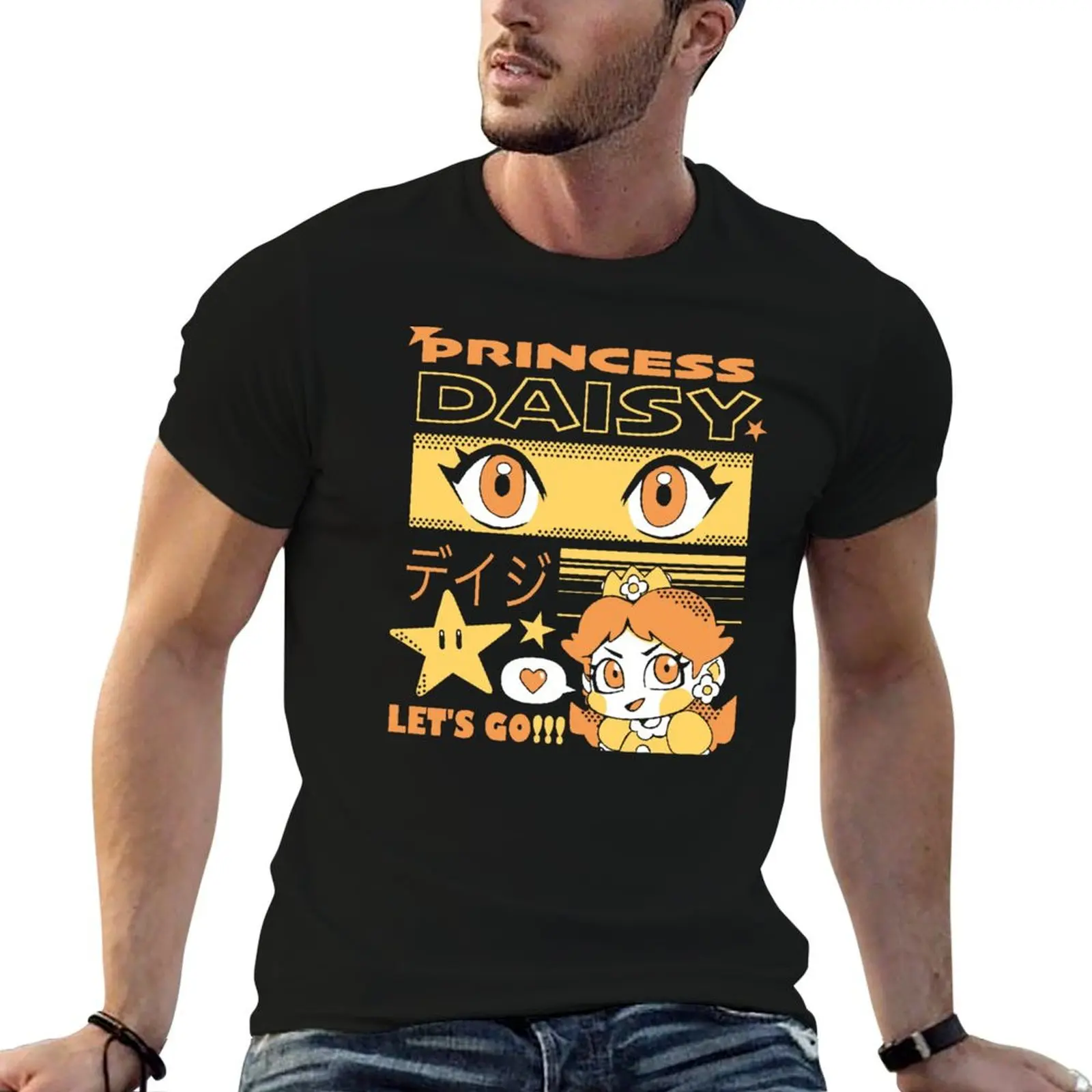 Princess Daisy! Let's Go! T-Shirt Basic Solid Tee for Daily Use
