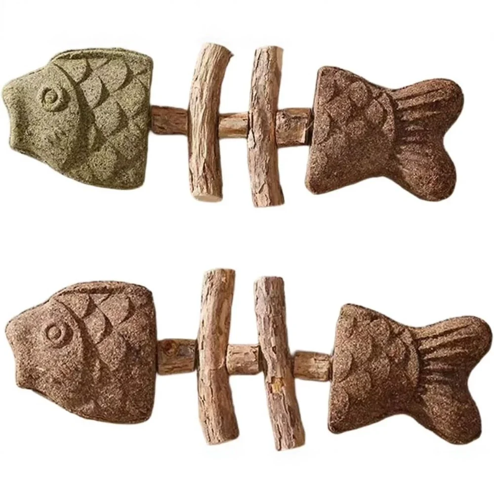 Cat Chew Toy Teeth Cleaning Dental Care Bite Resistant Fish Bone Durable Interactive Kitten Pet Supplies Hot New