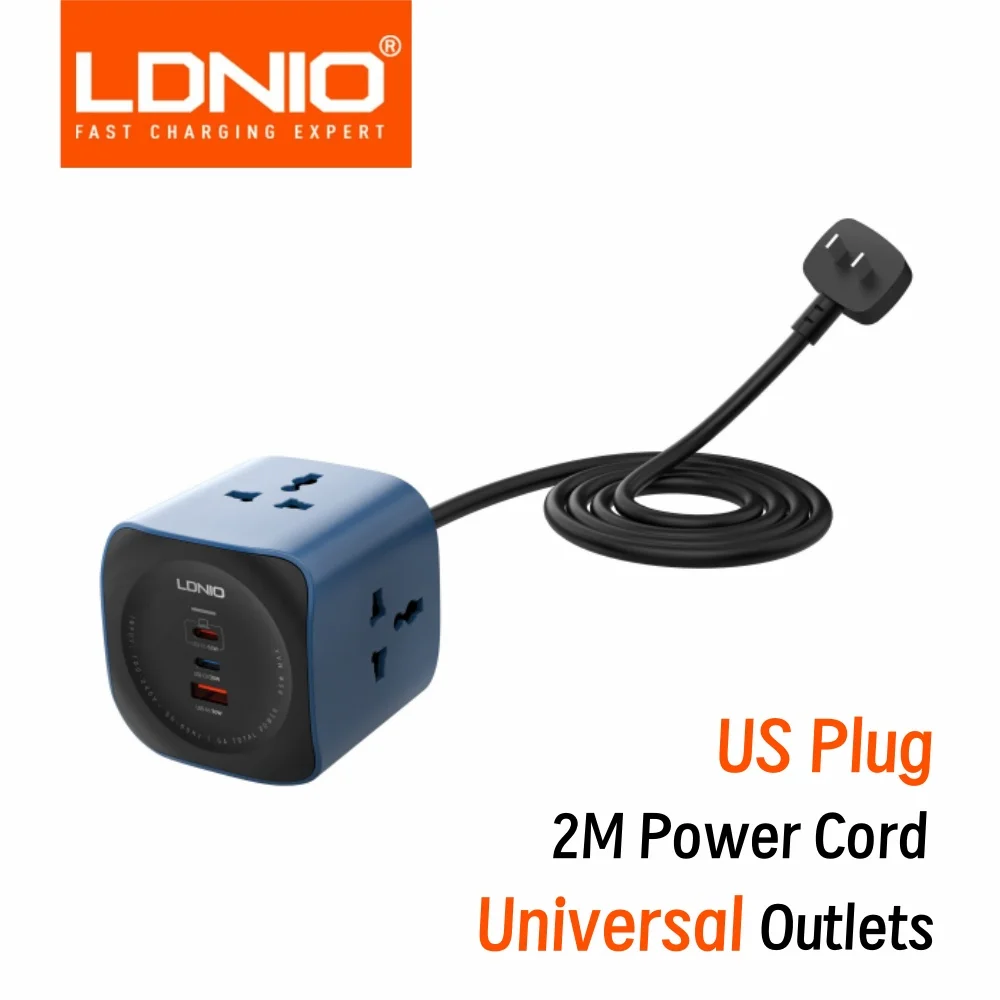 LDNIO Cube Stekkerdoos 65W Oplaadstations 2M Elektrische Verlengsnoer UK Us Eu Stekkers Adapter Usb Socket overspanningsbeveiliging