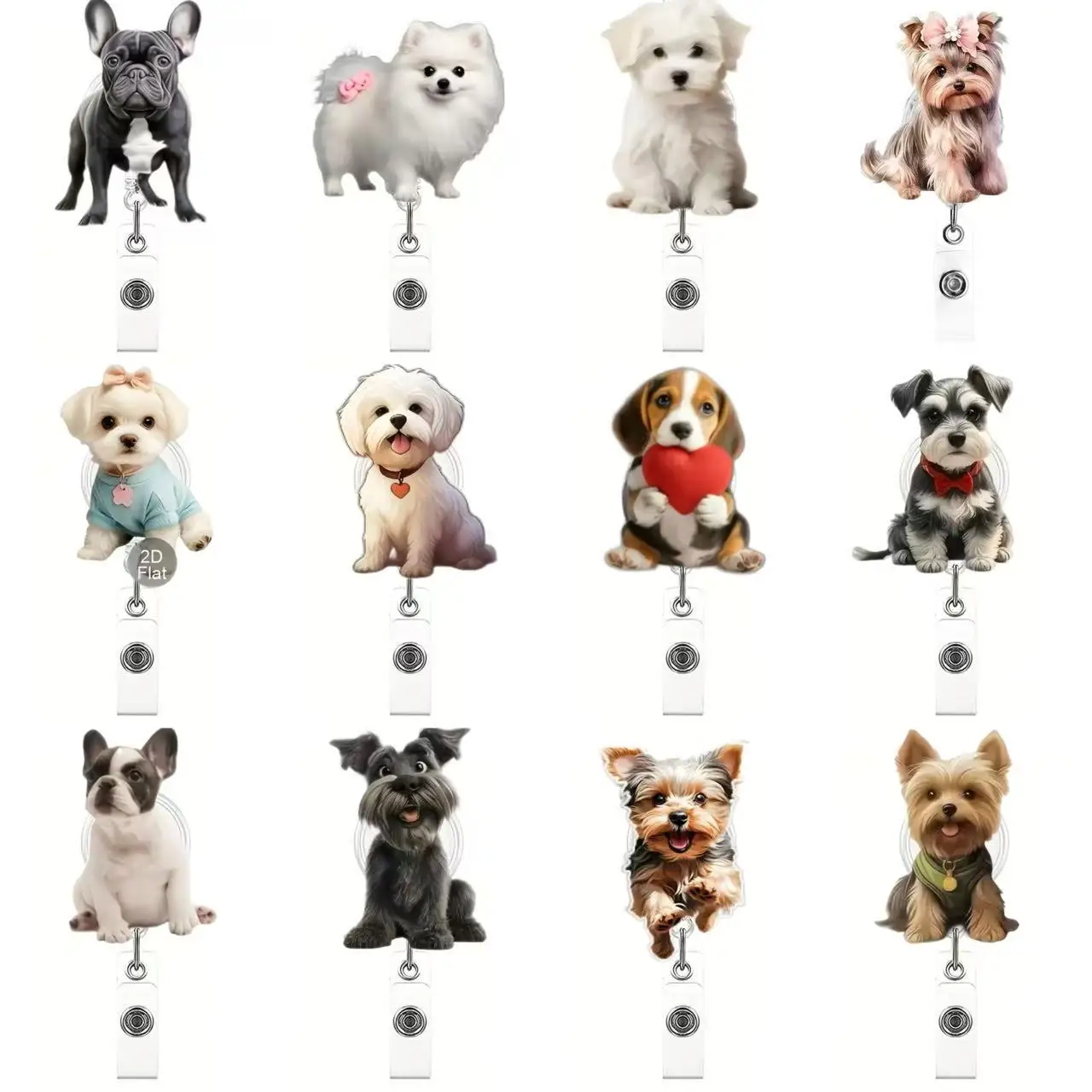 1 шт., выдвижная катушка для значка с милой собакой и металлическим зажимом — 24-дюймовый отрывной ремешок, 360 °   Поворотный крючок для офиса / корпоративного / мероприятий