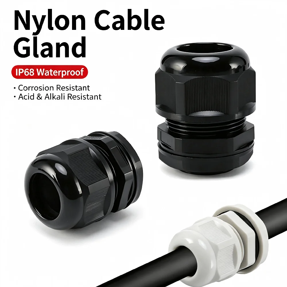 10PCS M Type Nylon Waterproof Cable Gland IP68 Plastic Cable Connector M8-M24 Thread Cable Entry Gland for Electrical Wiring