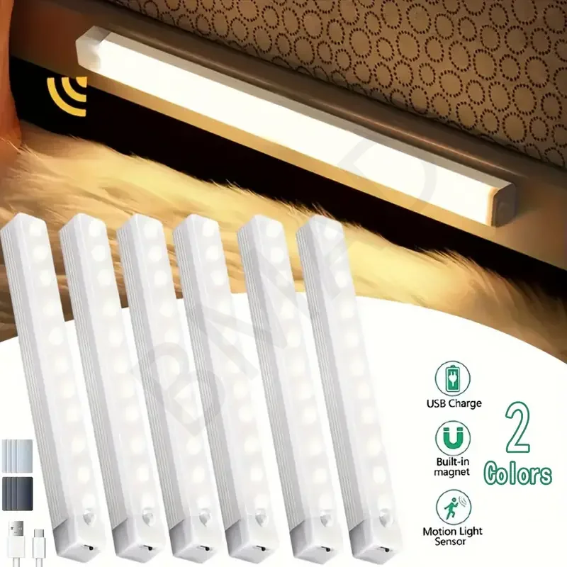 Portable Motion Activated LED Bar Light Rechargeable Magnetic Night Light for Kitchen Cabinet Bedside Room Portable Sensor Lamp