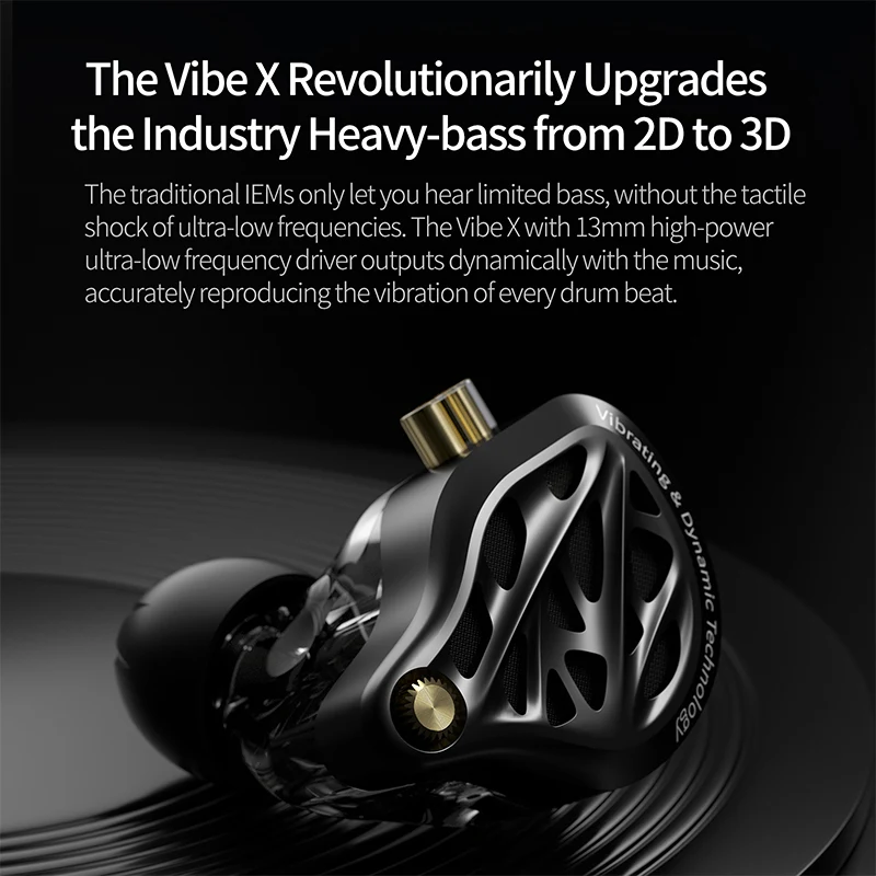 KZ Genuine Vibe X Wired IEM Earphones 13mm Ultra Low Frequency Vibration Driver Tactile Deep Bass HiFi In Ear Monitor For Lovers image 3