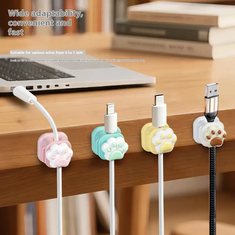 Desktop Cute Self-Adhesive Cable Organizer Clips (Desk Wire Cord Management Holder Office Tidy Organiser)