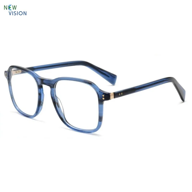 

Синяя оправа для очков для мужчин, ретро, 2025 г., новые ацетатные плоские линзы, высококачественные женские модные трендовые квадратные офисные очки для близорукости по рецепту