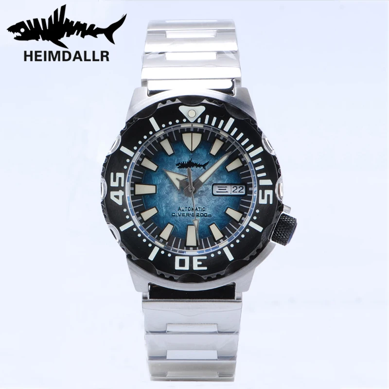 HEIMDALLR V2 Monster Men's Automatic Diver Watch Sapphire Crystal 20Bar Waterproof NH36A snowflake Blue Dial Mechanical Watches