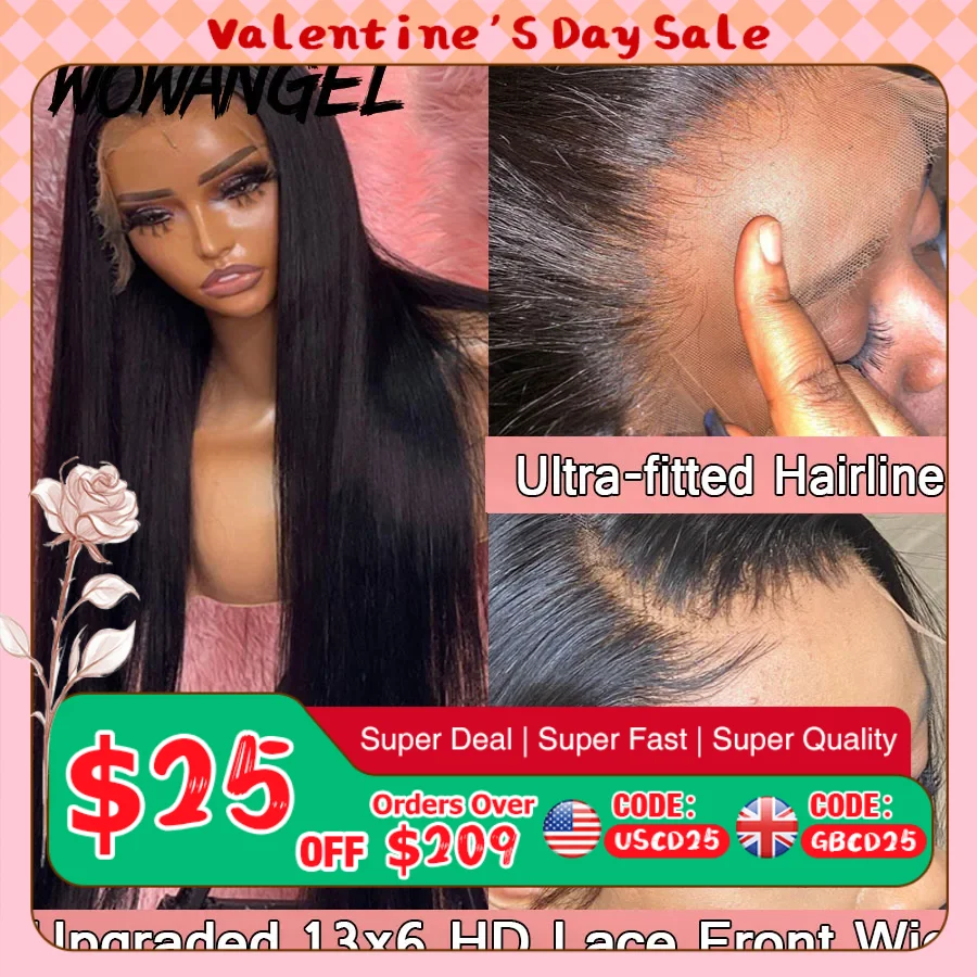34inch Real HD Lace Front Wig Pre Plucked Straight Wigs 13x6 HD Transparent Lace Frontal Human Hair Wig Brazilian Hair For Woman