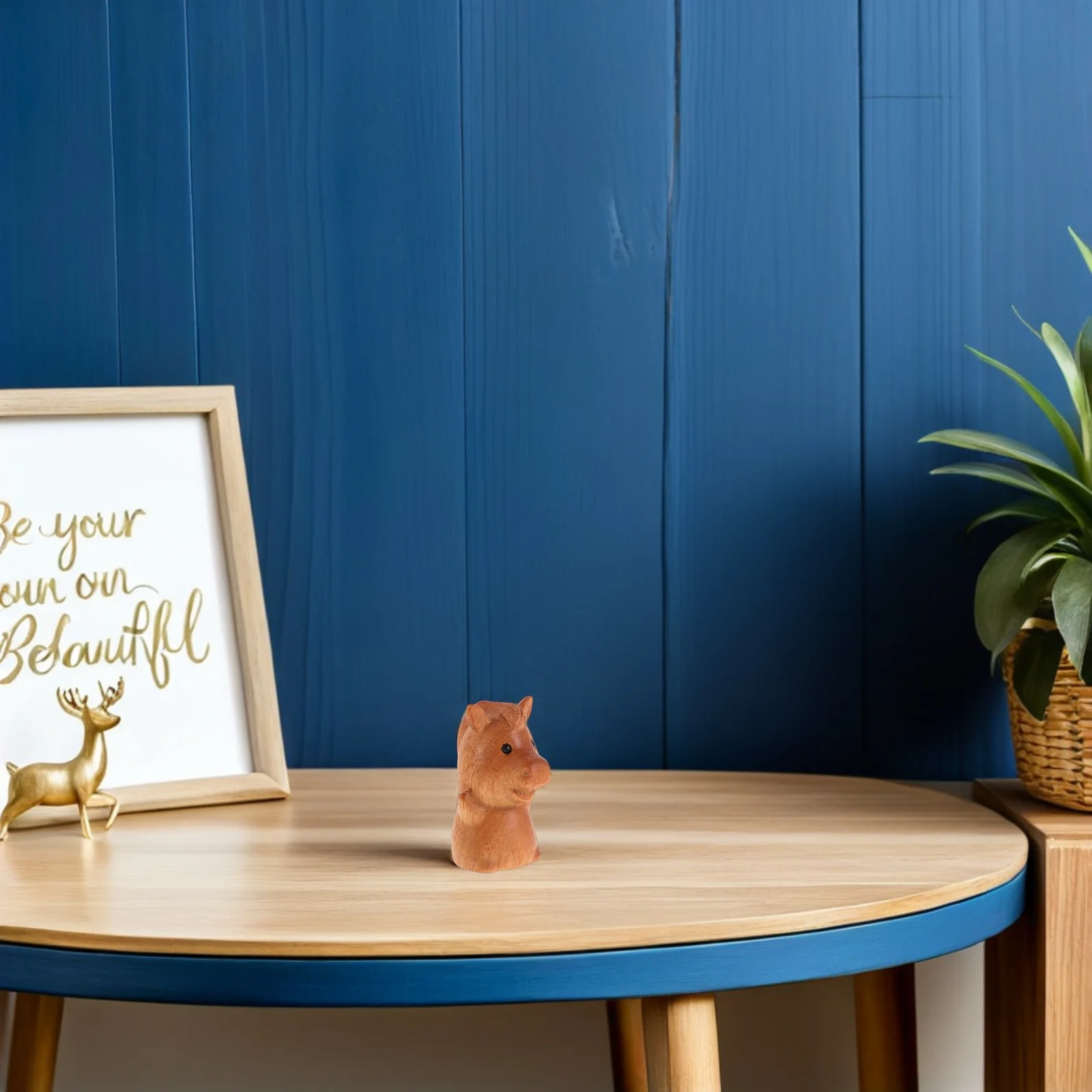 

2Pcs Hand Carved Wood Horse Statue 2026 Zodiac Animal Figure Feng Shui Prosperity Symbol for Home Decor Desktop Display Spring