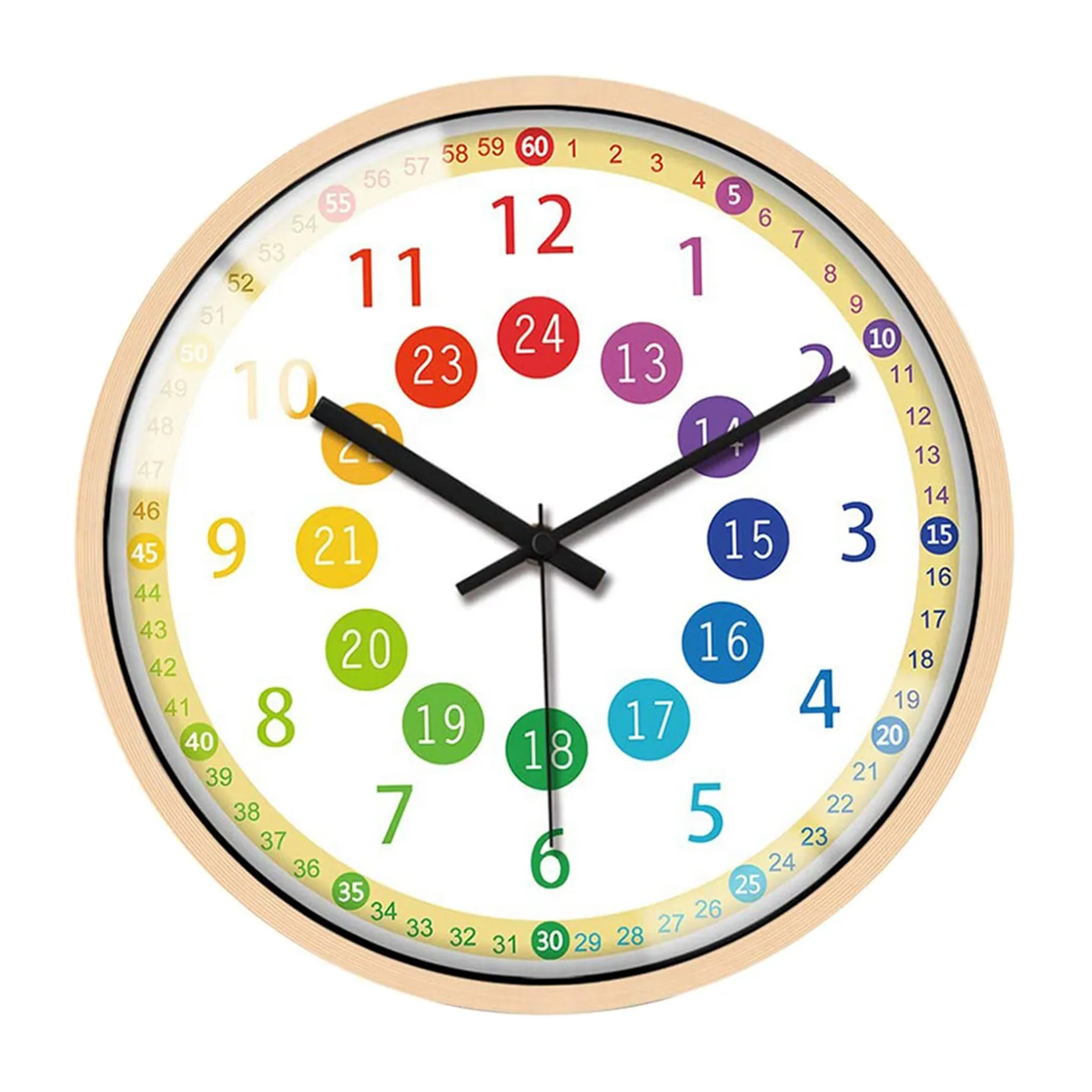 

Silent Non Ticking Kids Wall Clock Battery Operated Colorful Decorative Clock for Children Bedroom School Classroom