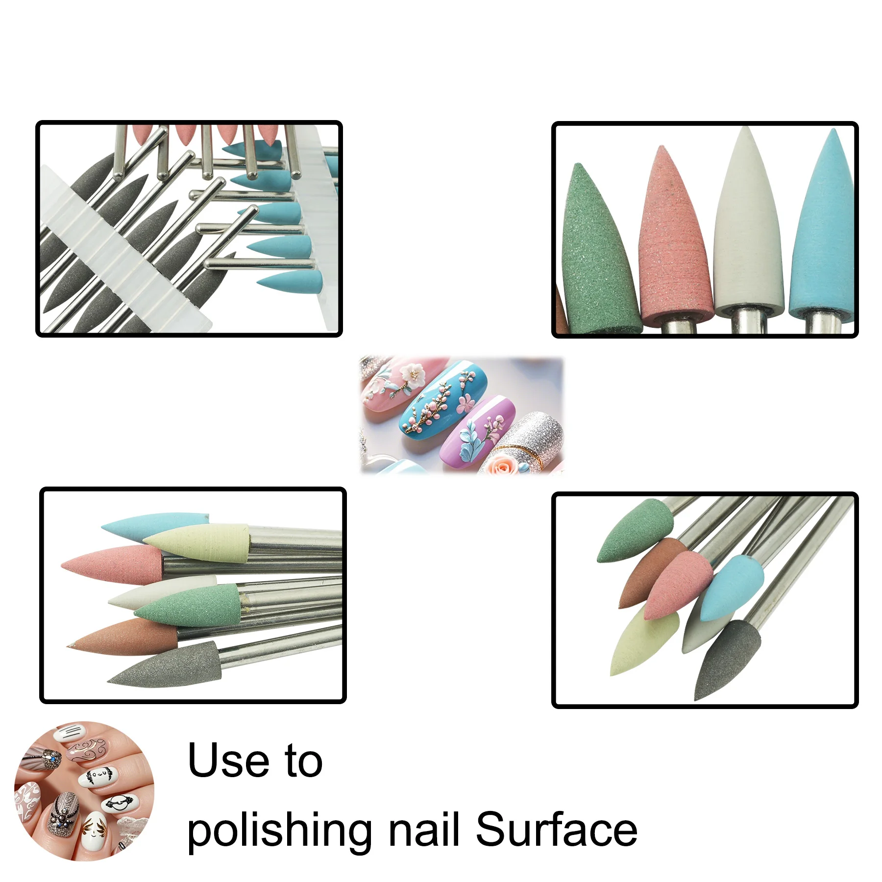 10 Pezzi Punte per Trapano per Unghie in Gomma, Frese Elettriche Rotanti, Utensili per Lucidatura, Accessori per Salone