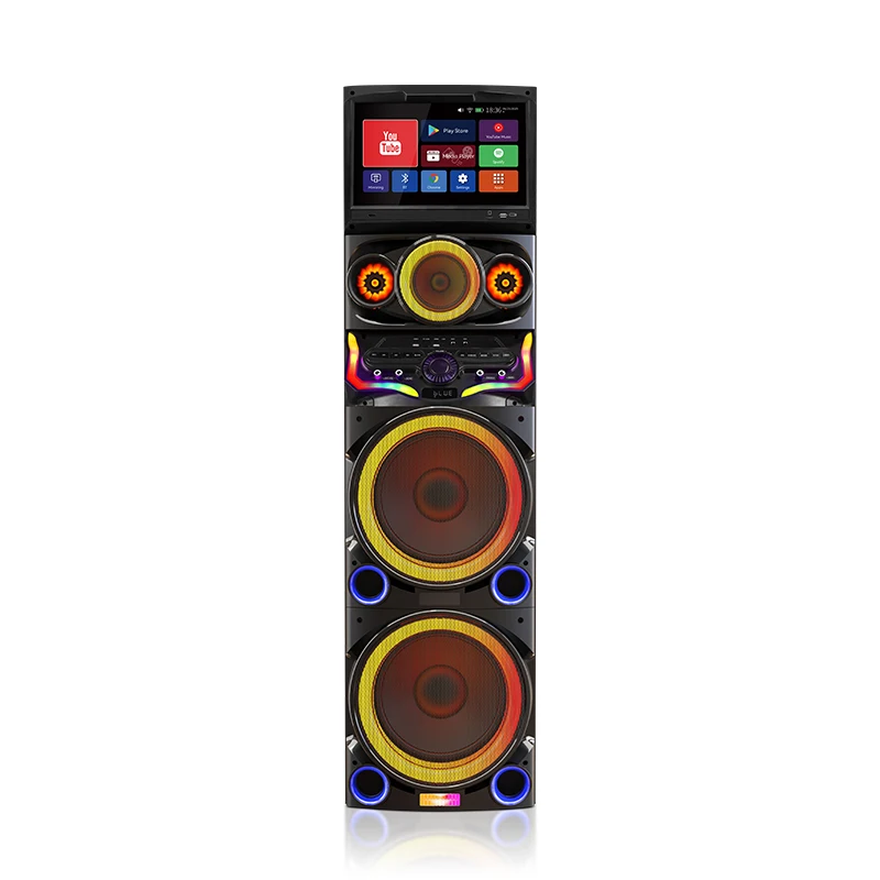 P-21203 Home Theater System With Karaoke Dual 12 Inch Speakers15.4-inch Touchscreen Karaoke Speaker With Mic And Bluetooth