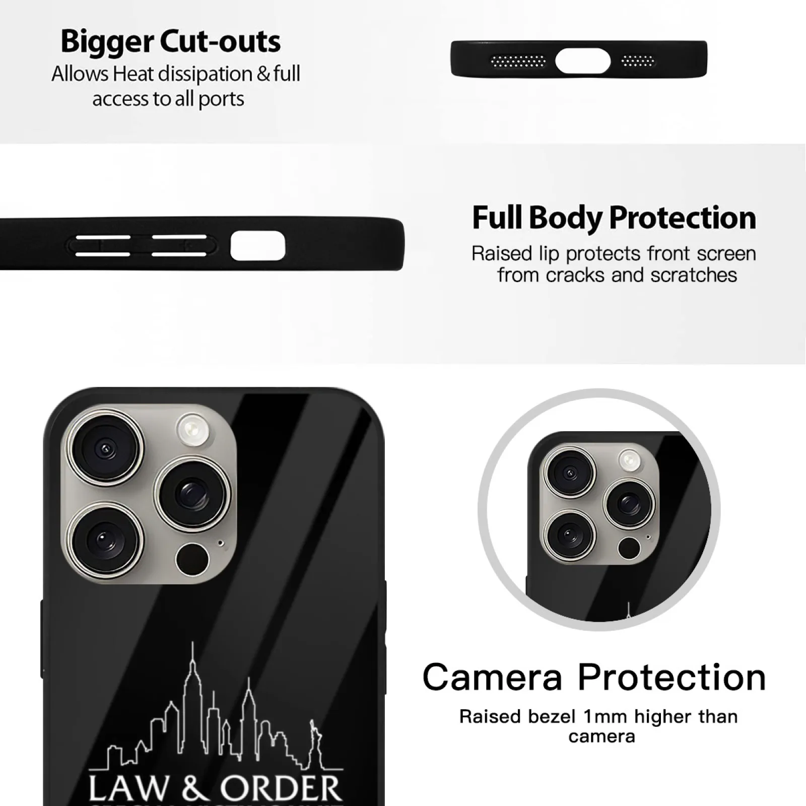 Law Order Svu Skyline حافظة زجاجية بيضاء لهاتف آيفون 16 15 14 Pro Max 13 12 11 Pro X 7 8 غطاء ناعم Law And Order Svu خاص