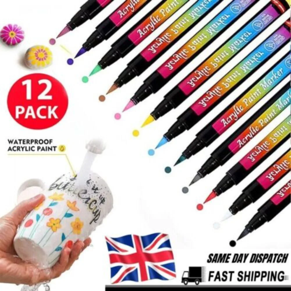 Acrylic Paint Marker Pens Permanent For Stone Painting Ceramic Glass Wood Fabric