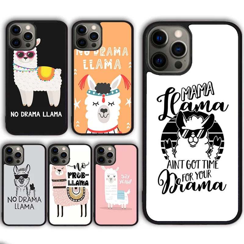 No Drama Prob Llama Lama Phone Case Cover for iPhone 16 15 SE2020 13 14 11 12 Mini Pro Max 6 7 8 Plus  coque fundas Shell