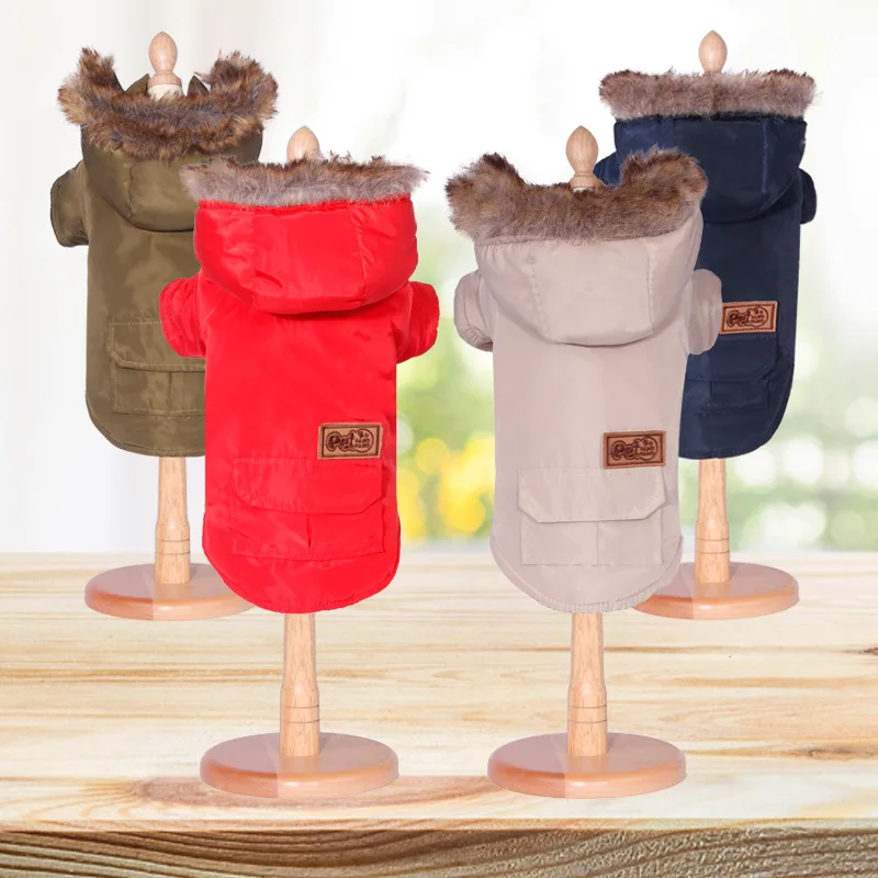 Winter Dog Two-Legged Clothing Pets Cotton Padded Vest Jacket Coat  Warm Thicken Solid Color Dog Clothes for Small Large Dog