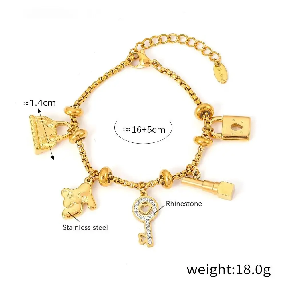 新しい316Lステンレススチールチャームブレスレット18Kゴールドメッキギフトペンダントブレスレットマルチペンダント女性用ブレスレット