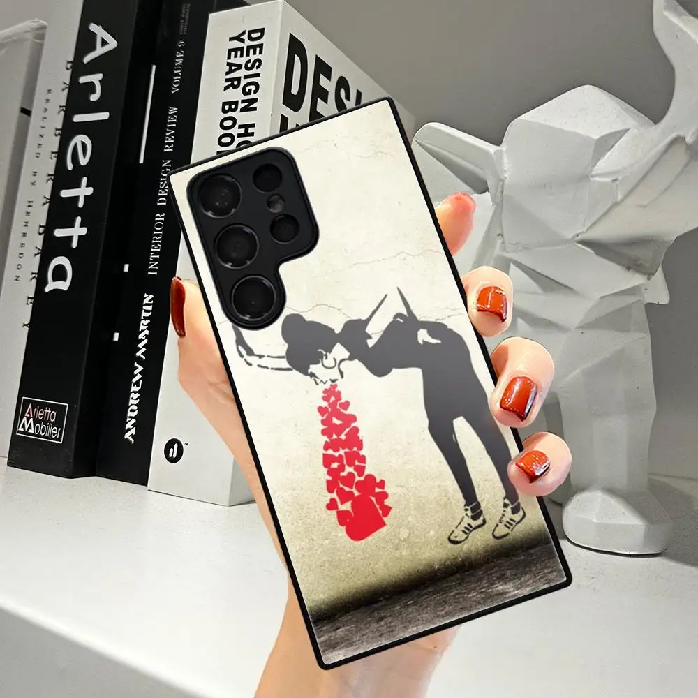 Girl With Red Balloon Banksy Streetart Phone Case For Samsung Galaxy S24 Ultra S23fe S22 S20 S21 Plus A54 A34 A15 25 35 A55 Temp