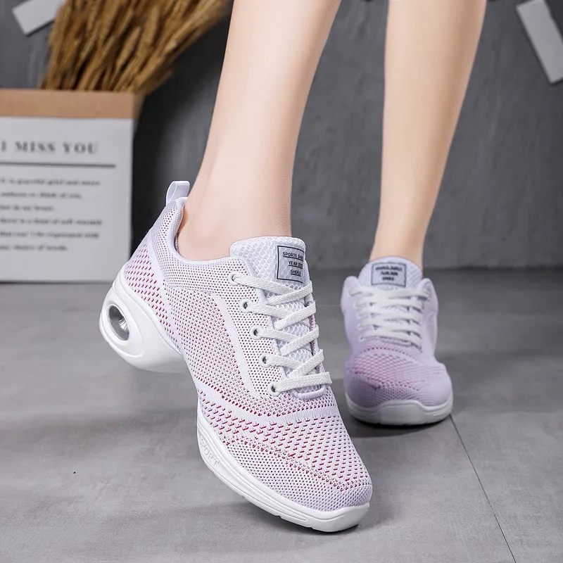 Chaussures de danse à semelle souple avec Ventilation pour femmes, baskets de Fitness, de Jazz