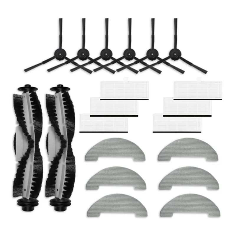 

Комплект аксессуаров AB08-20: основная и боковые щетки, HEPA-фильтр, насадка для влажной уборки, сменные запчасти для робота-пылесоса Vactidy Nimble T7 T8