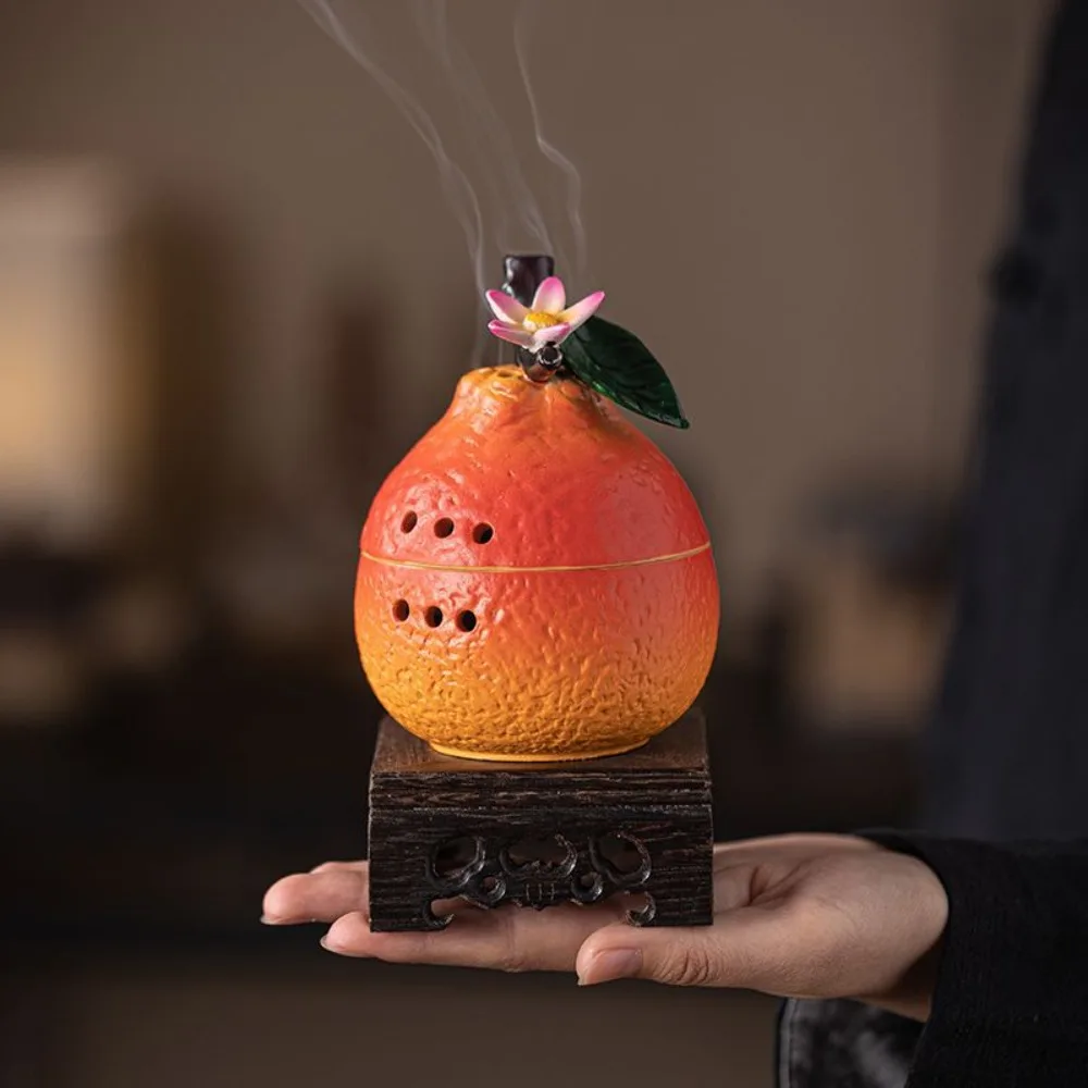 

Exquisite Ceramic Incense Burners Decorative Portable Fruit Shaped Incense Burners Handcrafted Mini Yoga Incense Burners Gift