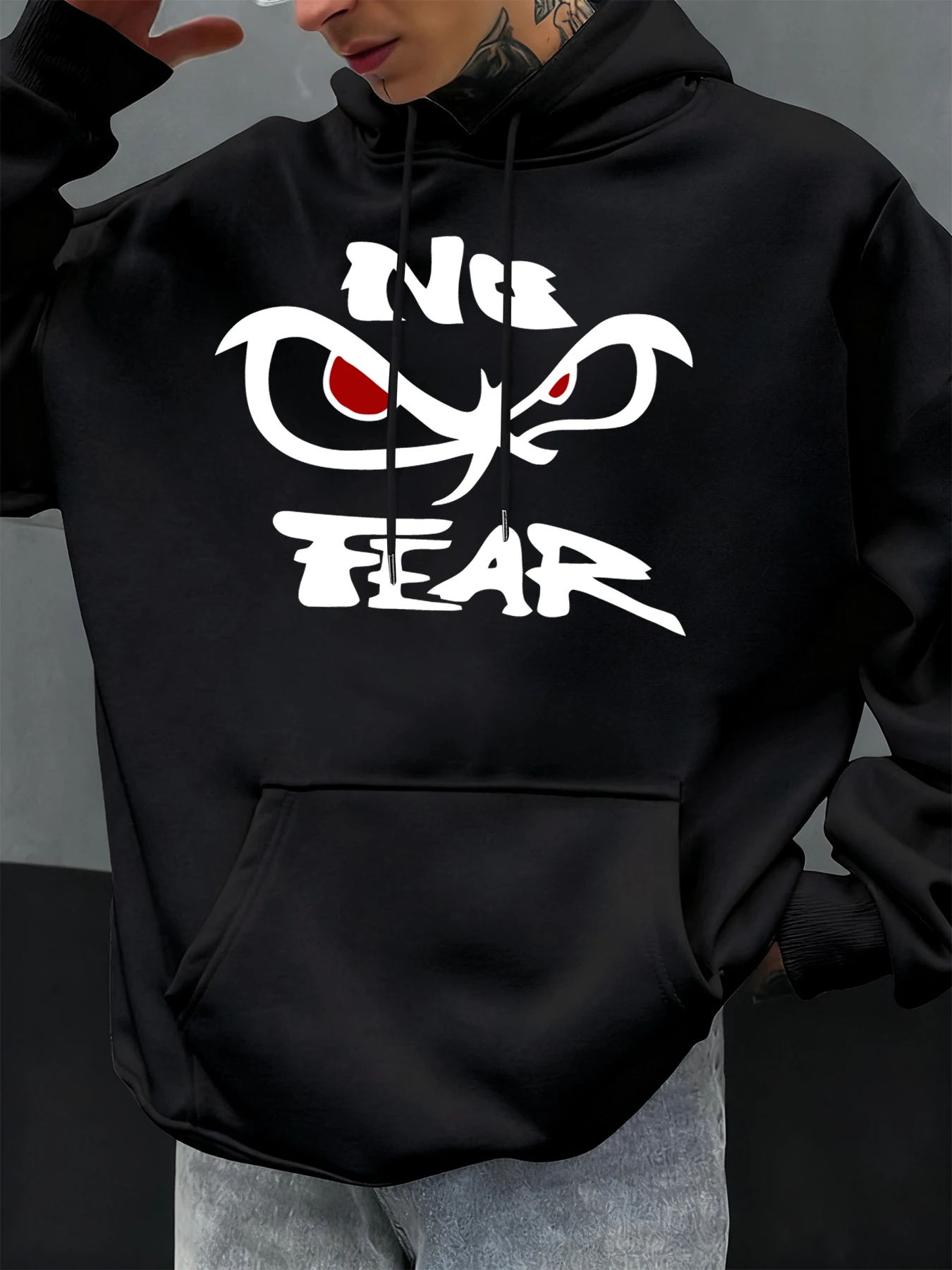 No Fear Determined Gaze Prints Men Hoodie Fleece Hoodies Pocket Soft Hoody Autumn Casual Sportswear Fashion Street Clothing