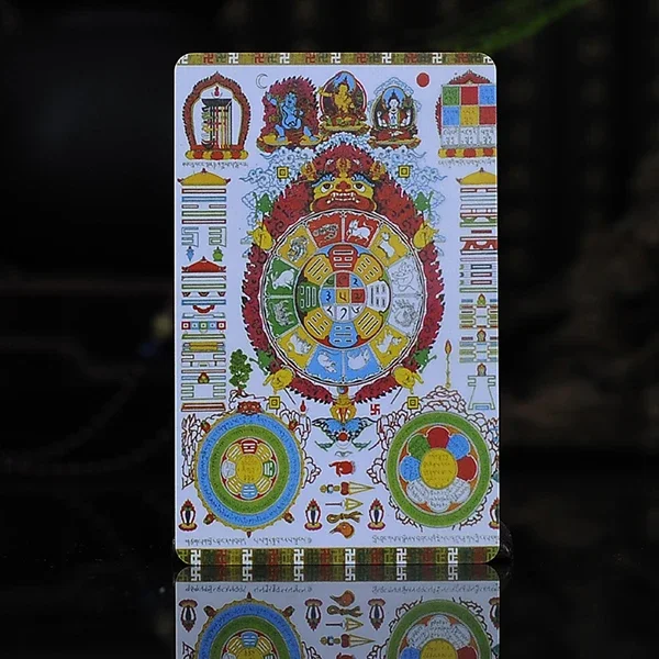 Tibetan Buddhism Eight Diagrams of the Ninth Palace of the Twelfth Zodiac Buddha Statue Amulet Little Thangka PVC Buddha Card