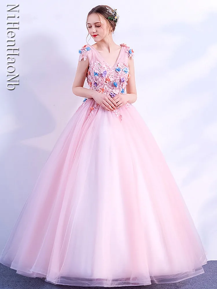 Gaun Quinceanera 2023 gaun peri baru musim panas gaun bola leher V Vestidos De 15 Anos Quinceanera