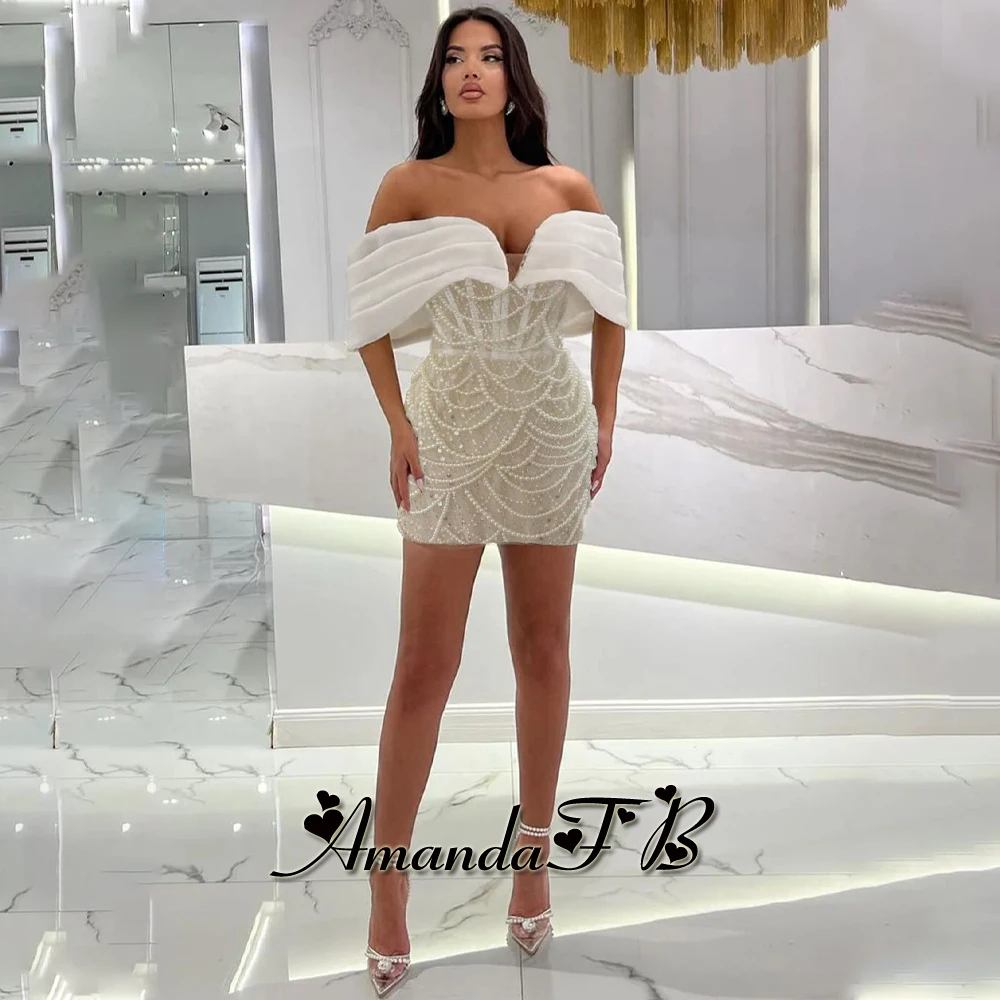 أماندا أزياء الديكور كوكتيل فستان العودة للوطن غمد قبالة الكتف مناسبة خاصة ثوب رداء دي سواريه مخصص